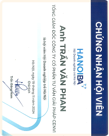 Chứng nhận Hội viên Hiệp hội Doanh nhân trẻ Hà Nội (HanoiBA)